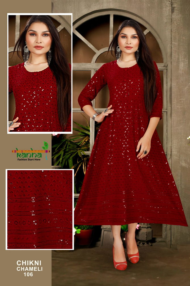 Kanha Chikni Chameli Festive Wear Chiken Work Wholesale Designer Kurtis